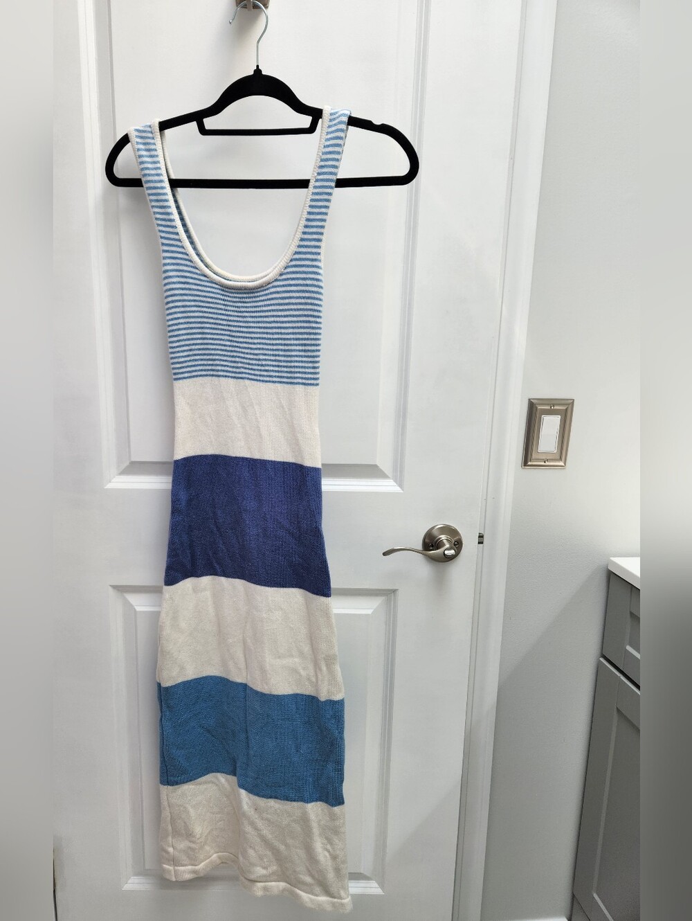 Lulus Blue & White Striped Midi Sweater Dress